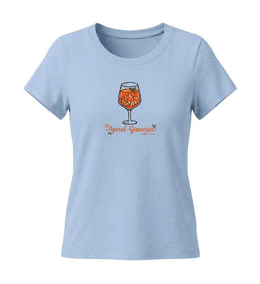 Geschenk Wanderin Aperol Gönnerin Tailliert in Mittelblau (Blue Soul) – Produktbild von Rad&Rucksack