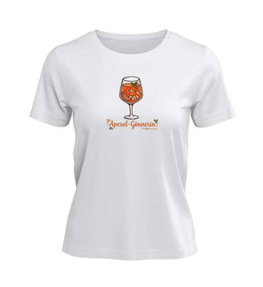Aperol Gönnerin T-Shirt Damen in Weiß (White) – Produktbild (100% Bio-Baumwolle) von Rad&Rucksack