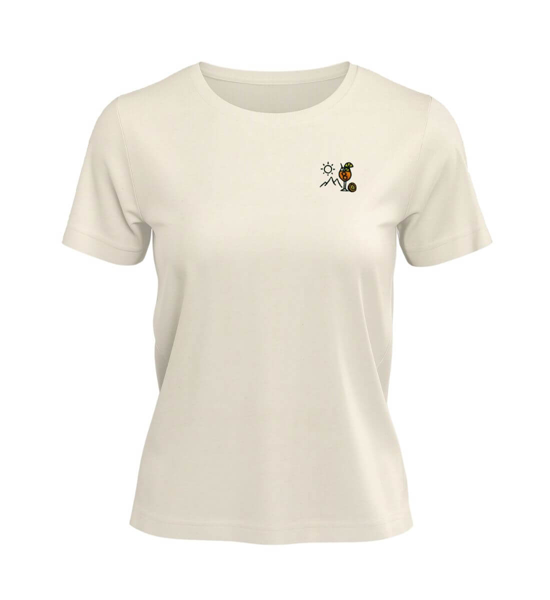 Bergmensch T-Shirt Aperol Damen „Aperol Sonne Berg“ in Naturweiß (Natural Raw) – Produktbild von Rad&Rucksack