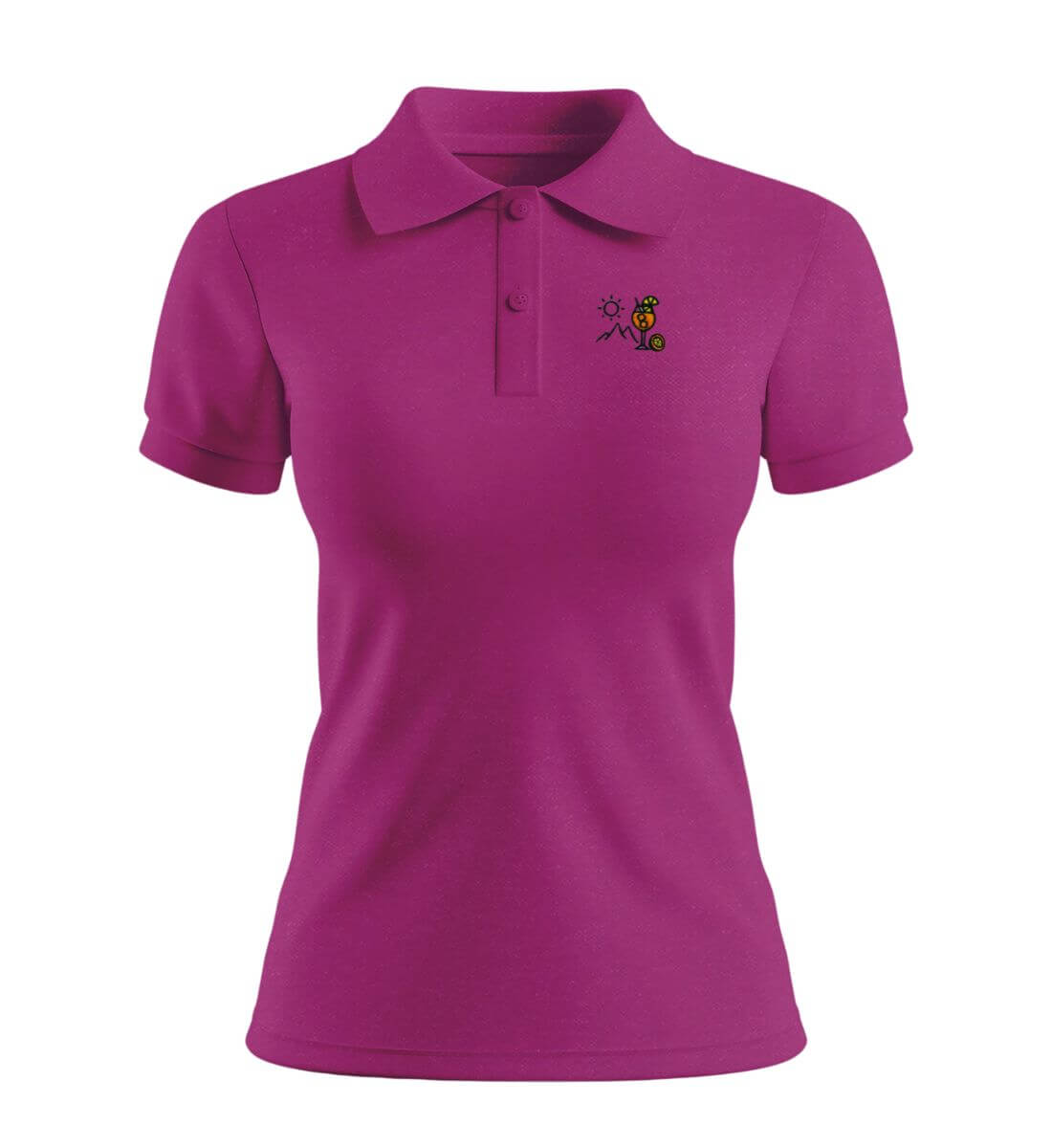 Aperol Sonne Berg Stick | Damen Premium Organic Poloshirt in Orchid Flower von Rad&Rucksack