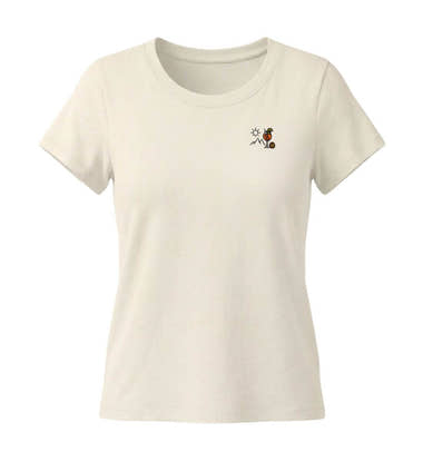 Aperol Sonne Berg Stick Bio T-Shirt mit Stick in Naturweiß (Natural Raw) – Produktbild von Rad&Rucksack