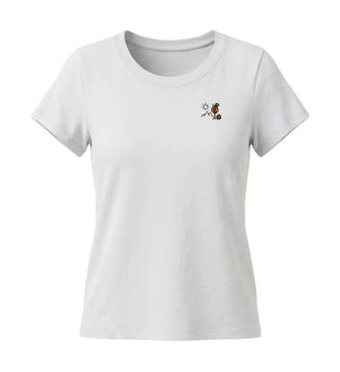 Aperol Spritz T-Shirt Damen Tailliert „Aperol Sonne Berg“ in Weiß (White) – Produktbild von Rad&Rucksack