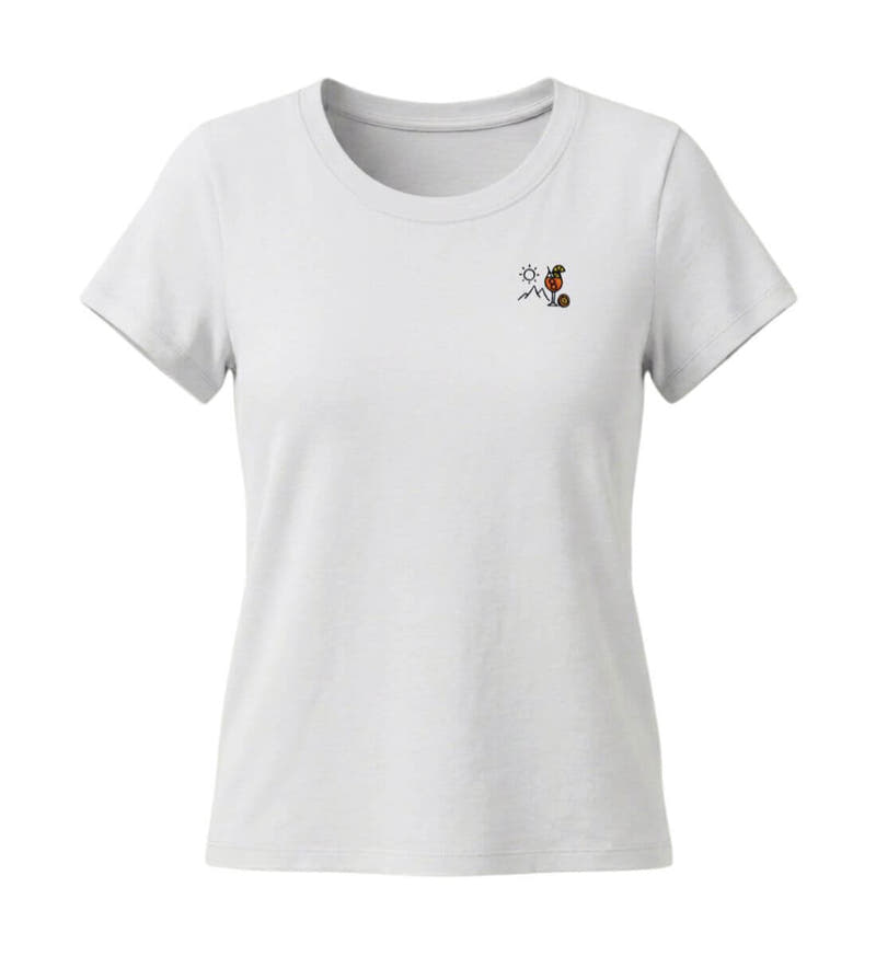Aperol Sonne Berg Stick | Damen Premium Organic T-Shirt (Fitted) in White von Rad&Rucksack