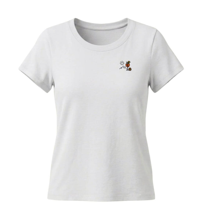 Aperol Spritz T-Shirt Damen Tailliert „Aperol Sonne Berg“ in Weiß (White) – Produktbild von Rad&Rucksack