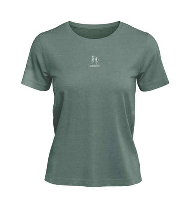 Bäume T-Shirt Damen Meeresgrün (Green Bay) – Produktbild (100% Bio-Baumwolle mit Stick) von Rad&Rucksack