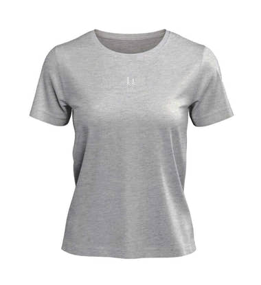 Bäume T-Shirt Damen Grau-Melange (Heather Grey) – Produktbild (100% Bio-Baumwolle mit Stick) von Rad&Rucksack