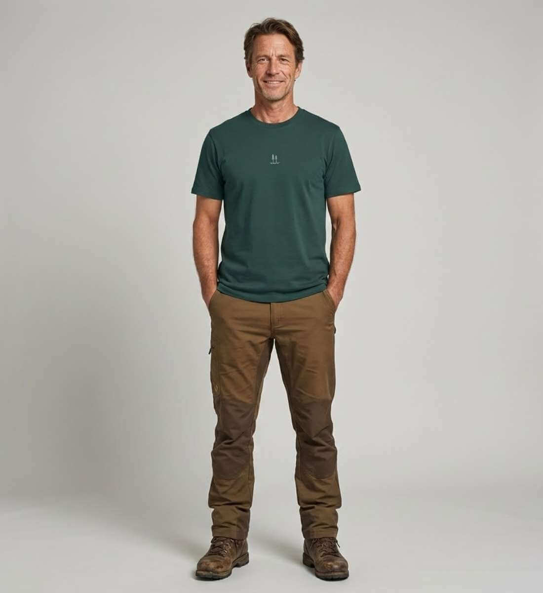 Bäume Bio T-Shirt mit Stick Herren – Detailaufnahme (100% Bio-Baumwolle) von Rad&Rucksack