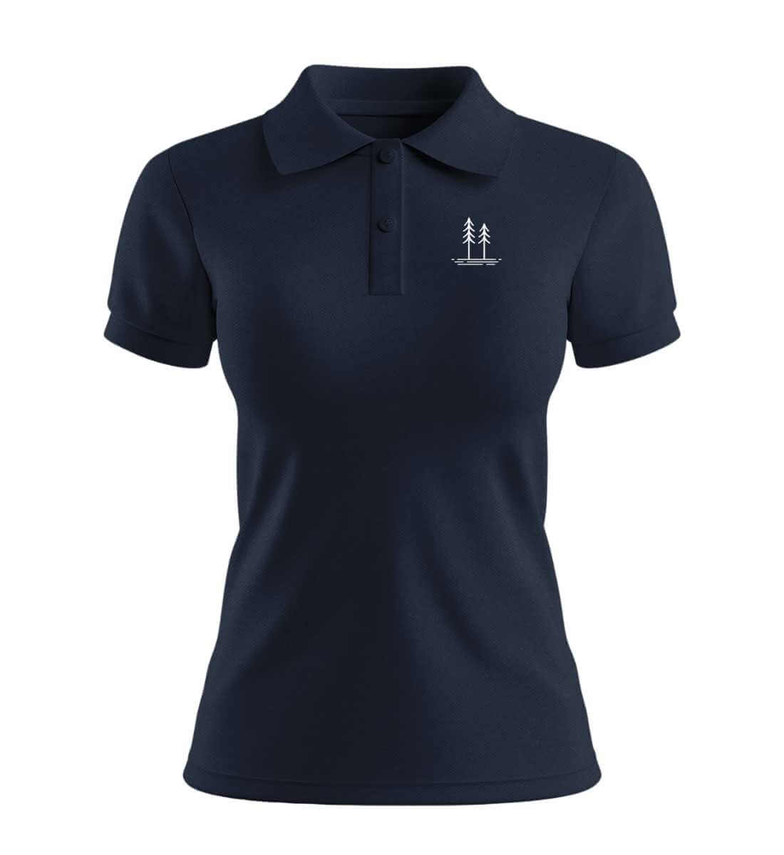 Bäume Stick | Damen Premium Organic Poloshirt in French Navy von Rad&Rucksack