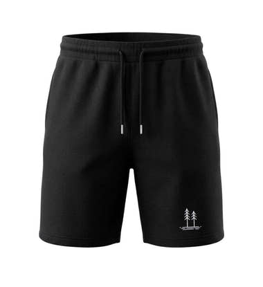 Bäume Shorts Schwarz – Produktbild (Weiche Bio-Baumwolle mit Kordelzug) von Rad&Rucksack