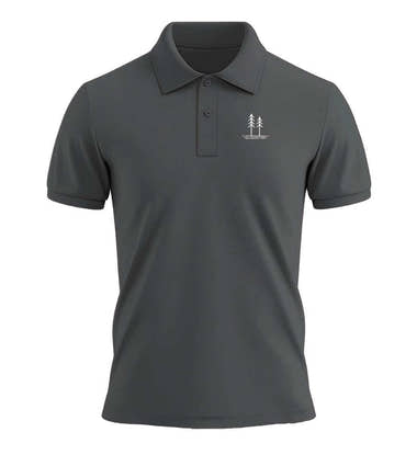 Bio Poloshirt Bäume Stick in Anthrazit (Anthracite) – Produktbild (240 g/m² Bio-Piqué mit Stick) von Rad&Rucksack