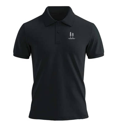 Bäume Stick Poloshirt in Schwarz – Produktbild (240 g/m² Bio-Piqué mit Stick) von Rad&Rucksack