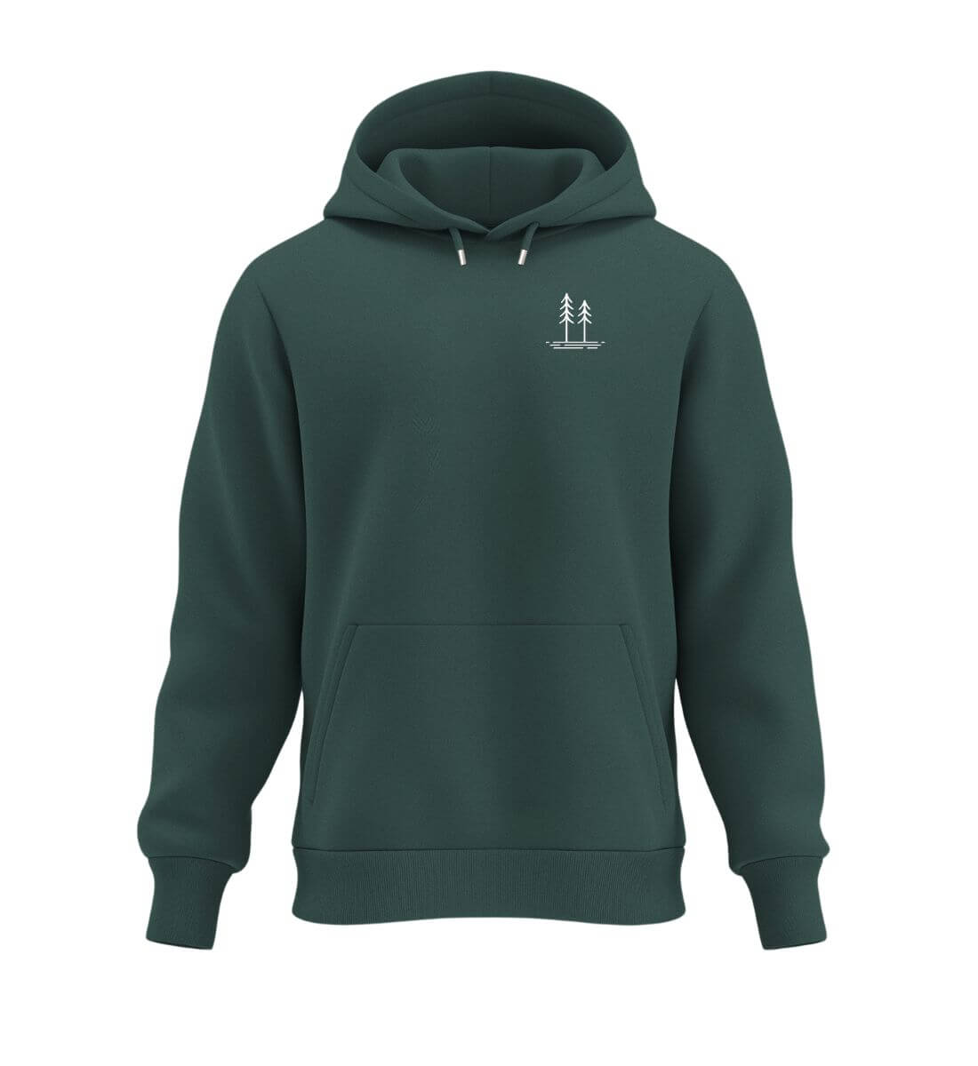 Bäume Hoodie Tannengrün (Glazed Green) – Produktbild (350 g/m² Bio-Baumwolle) von Rad&Rucksack