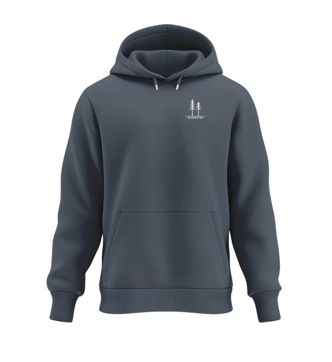 Bäume Hoodie Blaugrau (India Ink Grey) – Produktbild (350 g/m² Bio-Baumwolle) von Rad&Rucksack