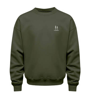 Bäume Pullover in Olivgrün (Khaki) – Produktbild (350 g/m² Bio-Baumwolle) von Rad&Rucksack