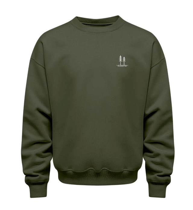 Bäume Pullover in Olivgrün (Khaki) – Produktbild (350 g/m² Bio-Baumwolle) von Rad&Rucksack