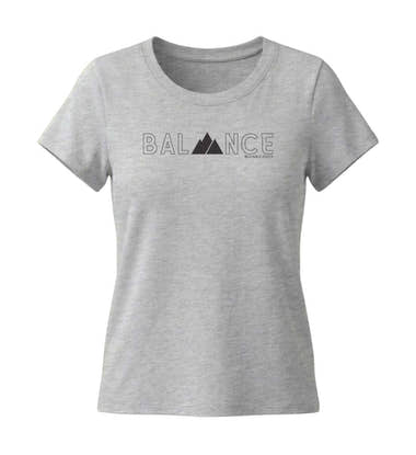 Balance T-Shirt Damen Grau-Melange (Heather Grey) – Produktbild (155 g/m² Bio-Baumwolle, tailliert) von Rad&Rucksack
