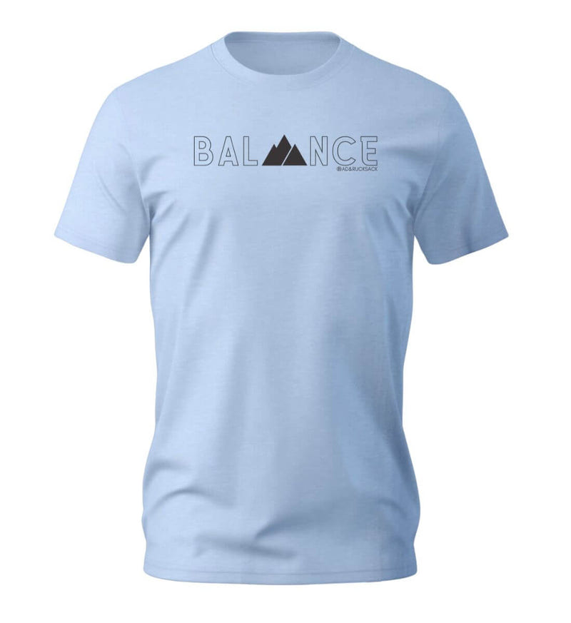 Balance T-Shirt Herren in Mittelblau (Blue Soul) – Produktbild (100% Bio-Baumwolle) von Rad&Rucksack