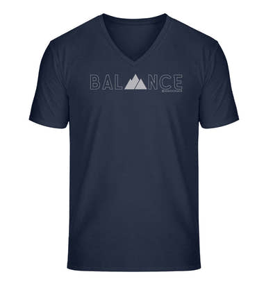 Outdoor V-Neck T-Shirt Balance Herren in Dunkelblau (French Navy) – Produktbild (100% Bio-Baumwolle) von Rad&Rucksack