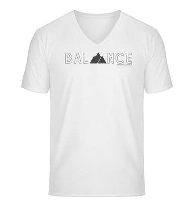 Balance V-Neck T-Shirt Herren in Weiß (White) – Produktbild (100% Bio-Baumwolle) von Rad&Rucksack