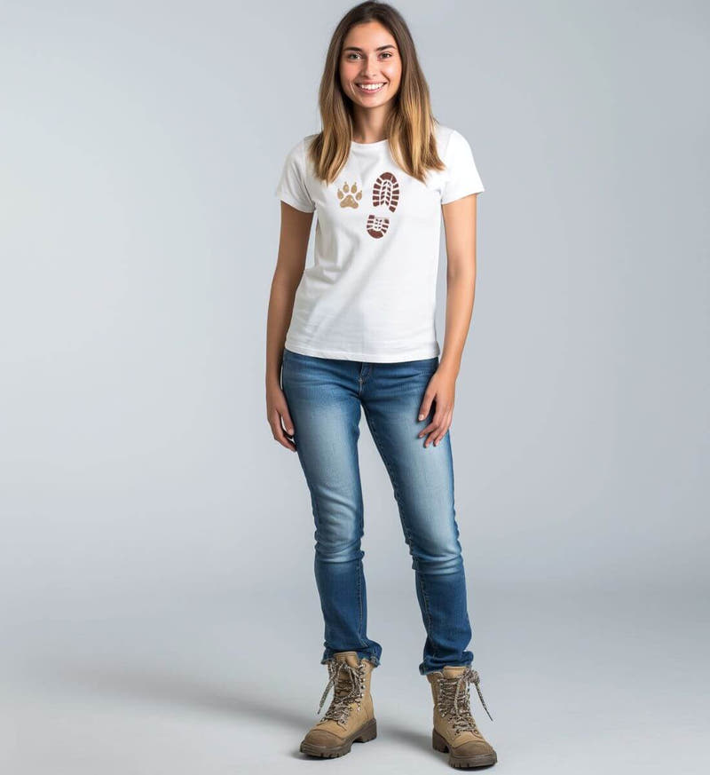 Berg Buddies | Damen Premium Organic T-Shirt von Rad&Rucksack - am Model präsentiert