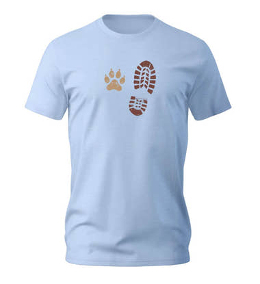 Geschenk Berg Buddies T-Shirt in Mittelblau (Blue Soul) – Produktbild (100% Bio-Baumwolle) von Rad&Rucksack
