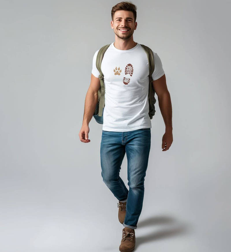 Berg Buddies | Herren Premium Organic T-Shirt von Rad&Rucksack - am Model präsentiert