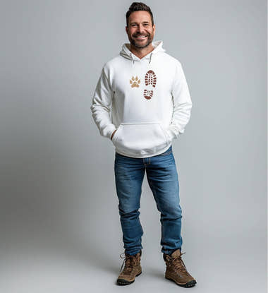 Outdoor Hoodie Berg Buddies – Modelbild (350 g/m² Bio-Baumwolle) von Rad&Rucksack
