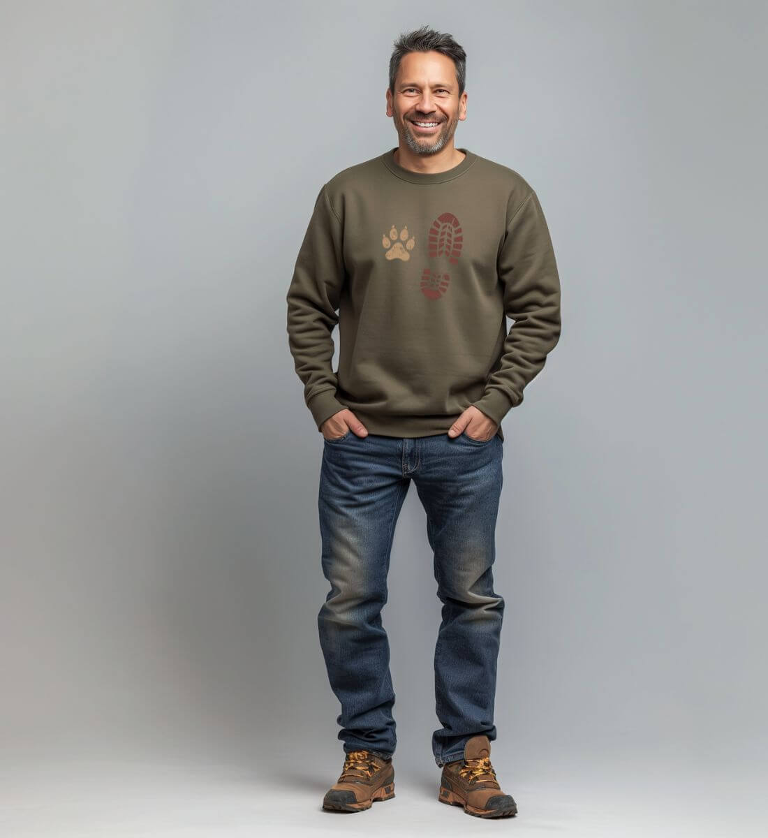 Berg Buddies | Unisex Organic Pullover von Rad&Rucksack - am Model präsentiert