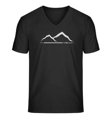 Outdoor V-Neck T-Shirt Berg Herren in Schwarz (Black) – Produktbild (100% Bio-Baumwolle) von Rad&Rucksack