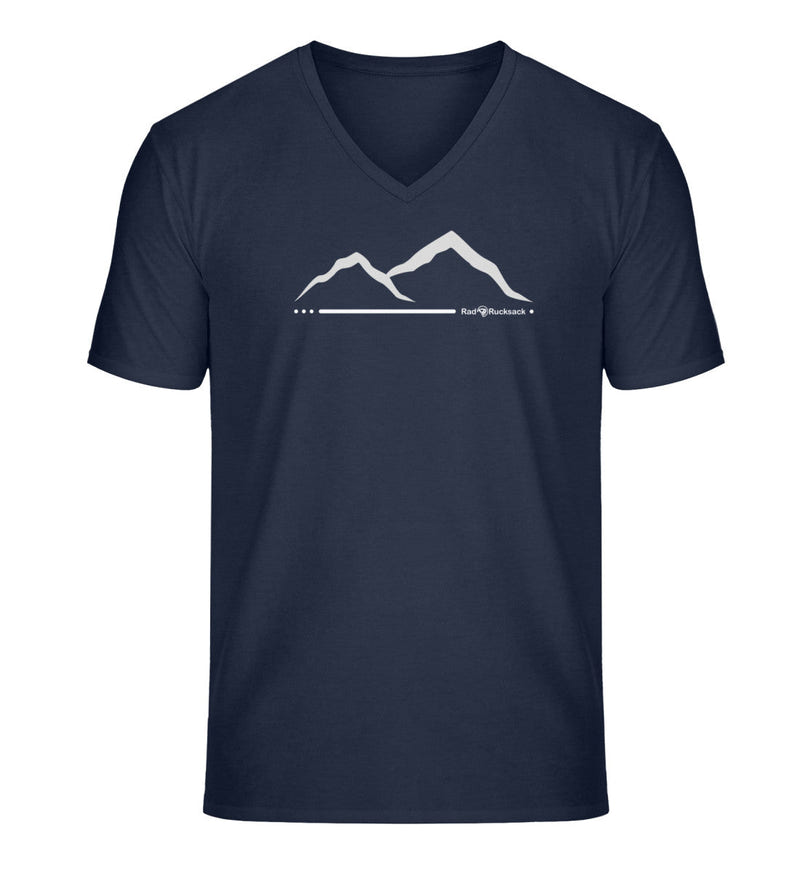 Berg V-Neck T-Shirt Herren in Dunkelblau (French Navy) – Produktbild (100% Bio-Baumwolle) von Rad&Rucksack