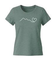Berg Herz Bio T-Shirt Damen Tailliert in Meeresgrün (Green Bay) – Produktbild (155 g/m² Bio-Baumwolle, tailliert) von Rad&Rucksack