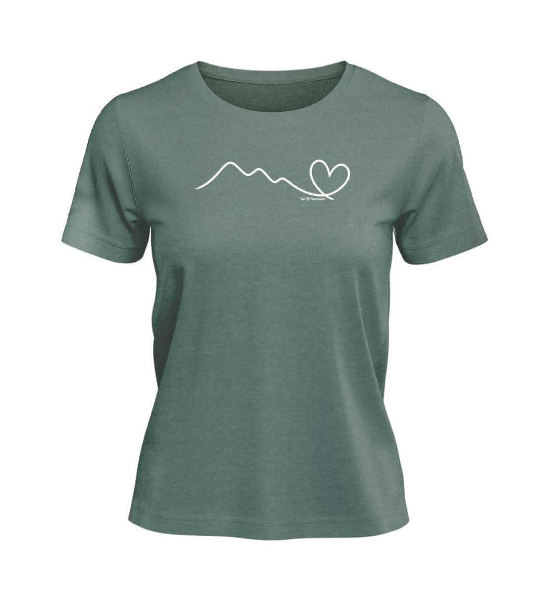 Berg Herz T-Shirt Damen Meeresgrün (Green Bay) – Produktbild (100% Bio-Baumwolle) von Rad&Rucksack
