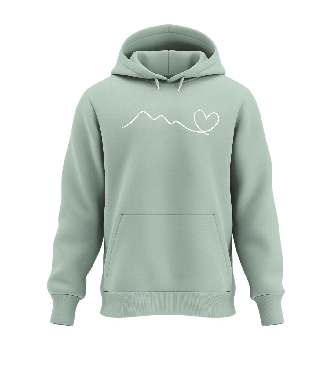 Berg Herz | Unisex Organic Hoodie in Aloe von Rad&Rucksack