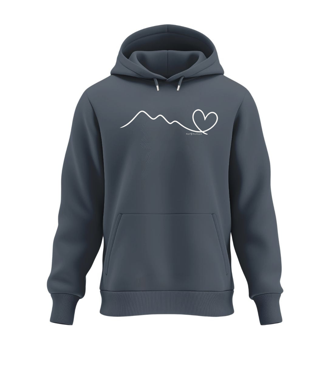 Berg Herz | Unisex Organic Hoodie in India Ink Grey von Rad&Rucksack