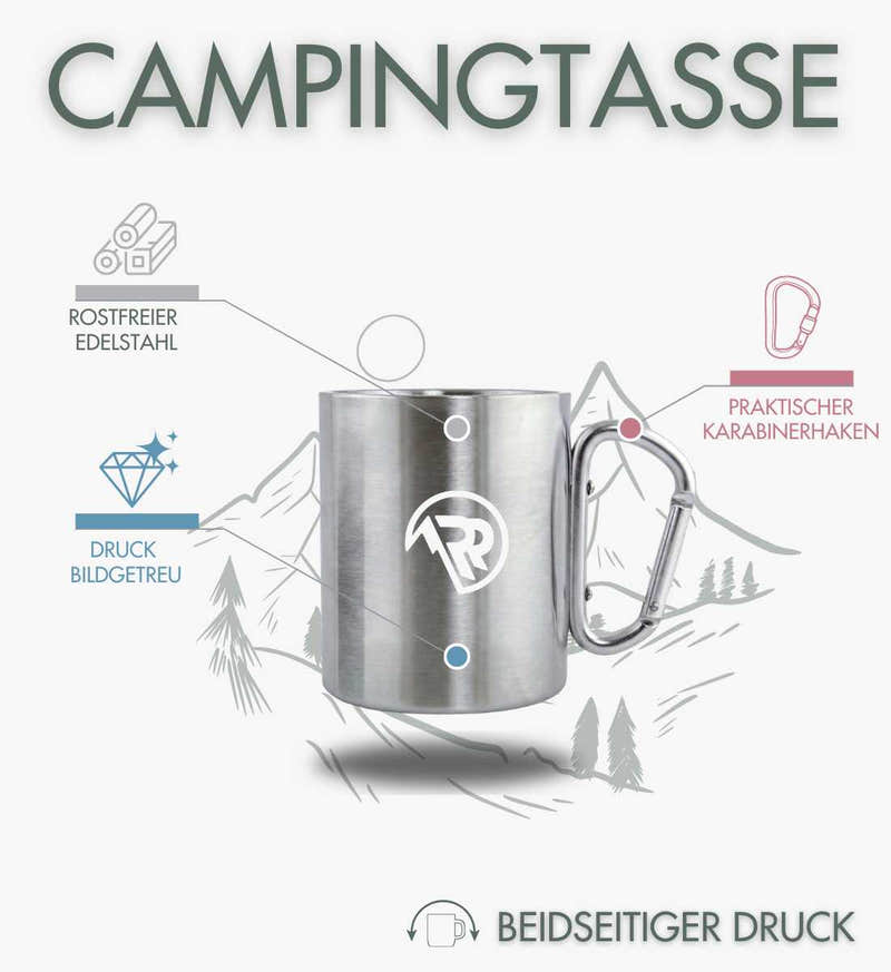 Edelstahltasse Karabiner Berg Herzschlag Bier – Lifestyle-Aufnahme (330 ml, bruchsicher) von Rad&Rucksack