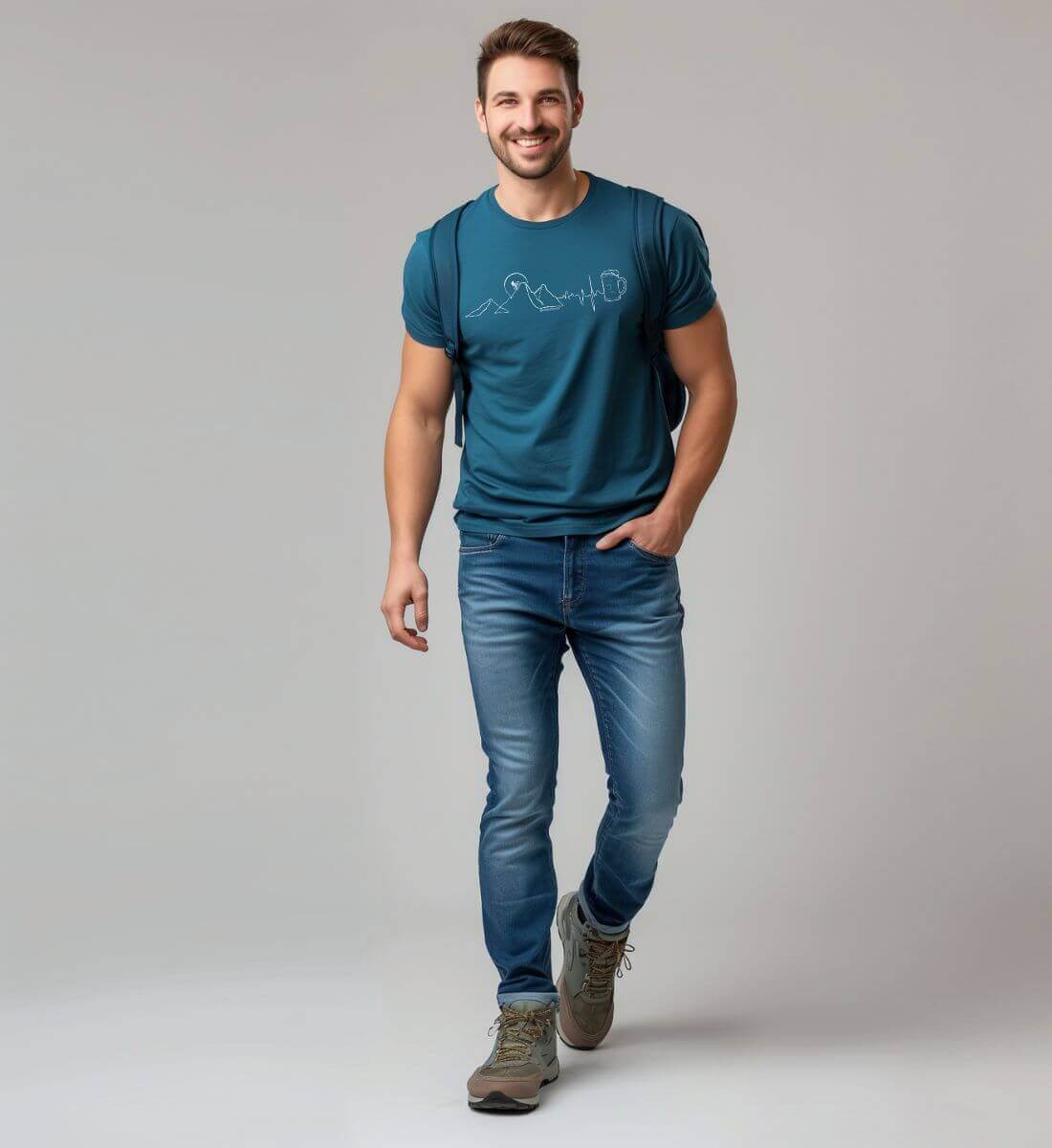 Berg Herzschlag Bier | Herren Premium Organic T-Shirt von Rad&Rucksack - Detailansicht