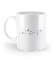 Berg Herzschlag Bier Kaffeetasse in Weiß – Produktbild (Keramik, 330 ml) von Rad&Rucksack