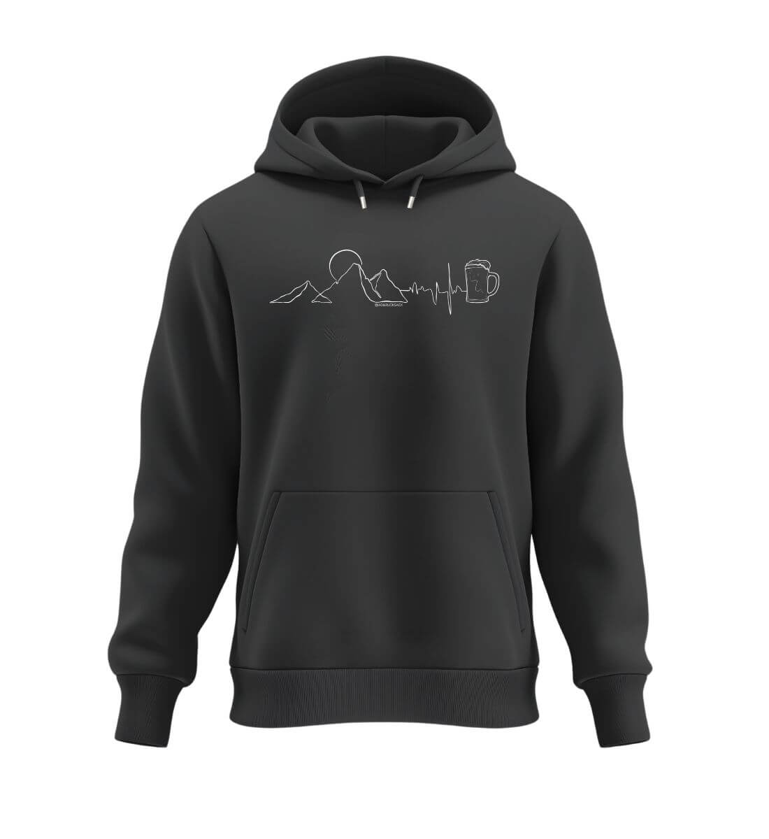 Berg Herzschlag Bier | Unisex Organic Hoodie in Schwarz von Rad&Rucksack