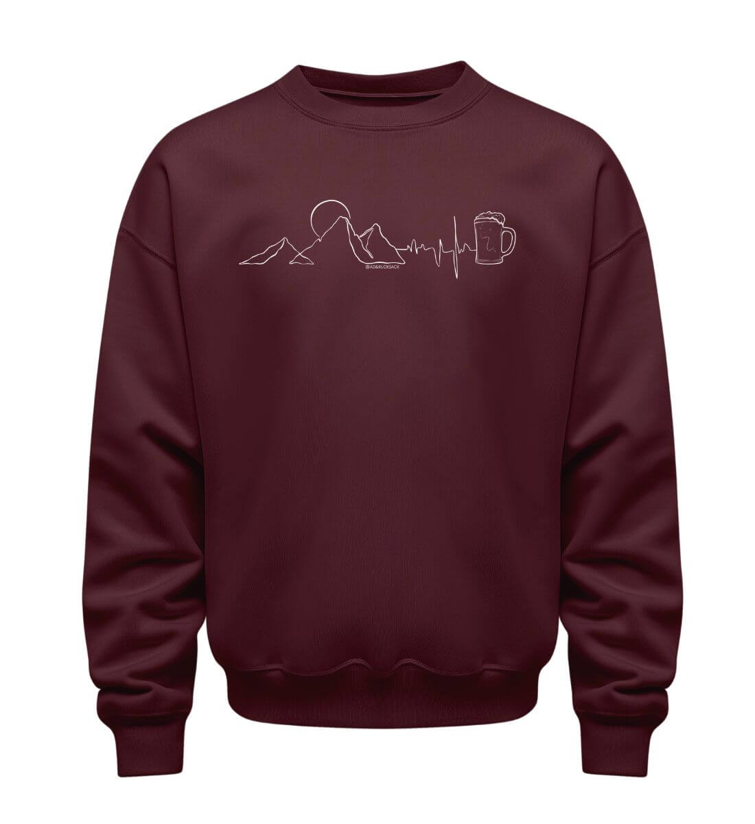 Berg Herzschlag Bier | Unisex Organic Pullover in Burgundy von Rad&Rucksack