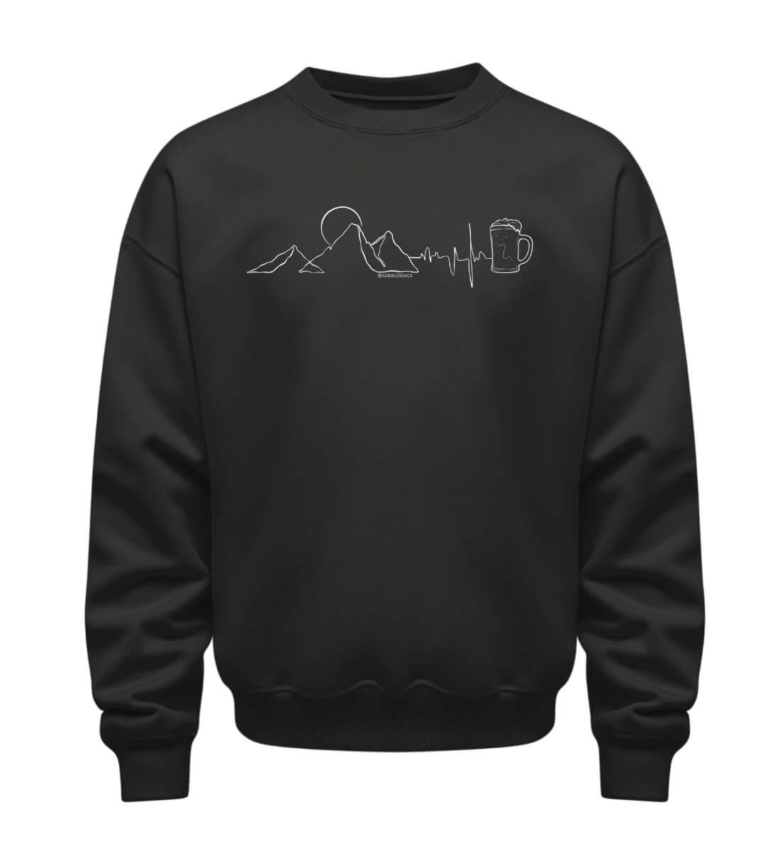 Berg Herzschlag Bier | Unisex Organic Pullover in Schwarz von Rad&Rucksack