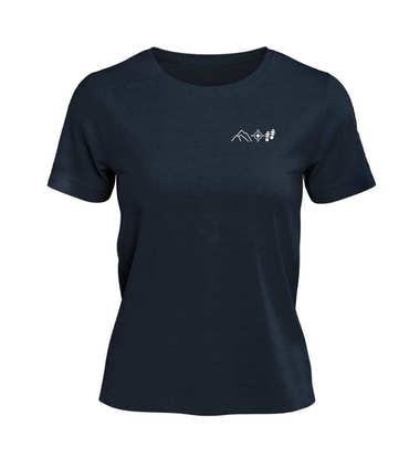 Berg Kompass Wandern Stick T-Shirt Damen in Dunkelblau (French Navy) – Produktbild (100% Bio-Baumwolle) von Rad&Rucksack