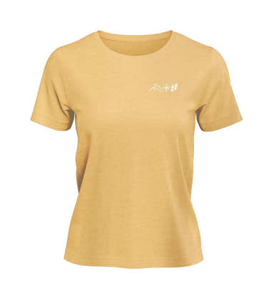 Berg Kompass Wandern T-Shirt Damen Apricot-Orange (Nispero) – Produktbild (100% Bio-Baumwolle mit Stick) von Rad&Rucksack