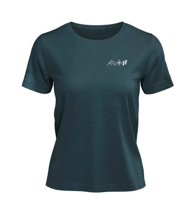 Berg Kompass Wandern T-Shirt Damen Blaugrün (Stargazer) – Produktbild (100% Bio-Baumwolle mit Stick) von Rad&Rucksack