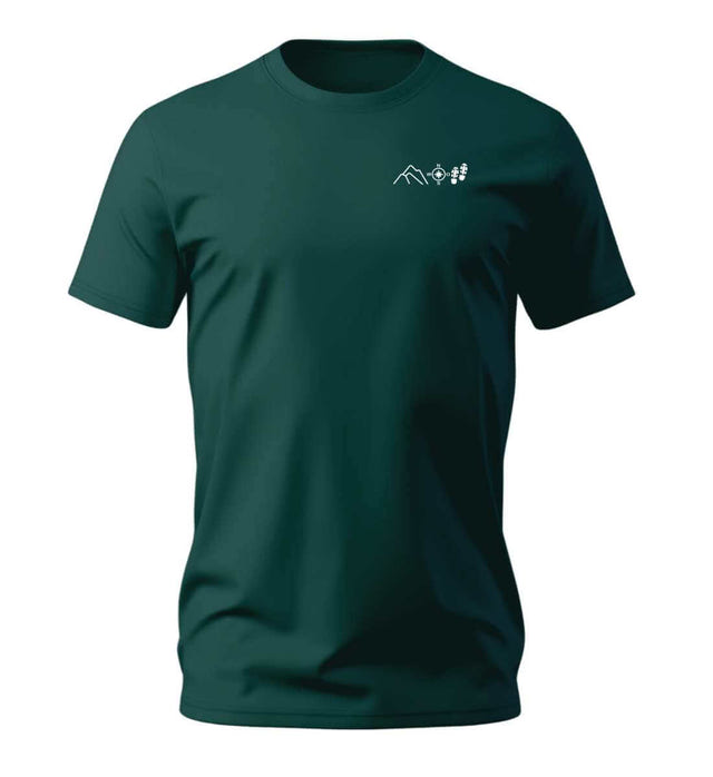 Berg Kompass Wandern Stick T-Shirt Herren in Tannengrün (Glazed Green) – Produktbild (100% Bio-Baumwolle) von Rad&Rucksack