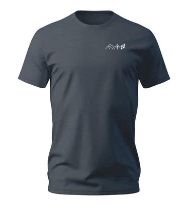 Berg Kompass Wandern T-Shirt Herren Blaugrau (India Ink Grey) – Produktbild (100% Bio-Baumwolle mit Stick) von Rad&Rucksack