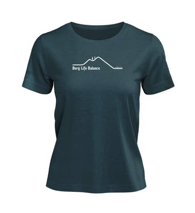 Berg Life Balance T-Shirt Damen in Blaugrün (Stargazer) – Produktbild (100% Bio-Baumwolle) von Rad&Rucksack
