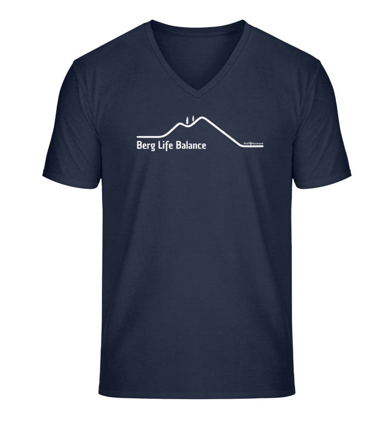 Berg Life Balance | Herren V-Neck Premium Organic T-Shirt in French Navy von Rad&Rucksack