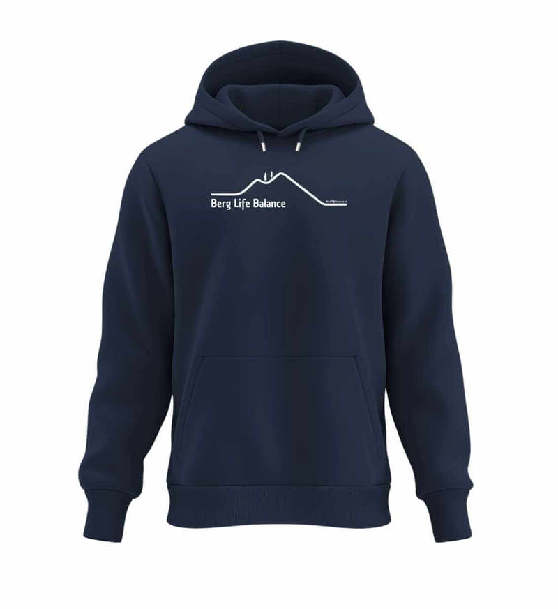 Berg Life Balance | Unisex Organic Hoodie in French Navy von Rad&Rucksack