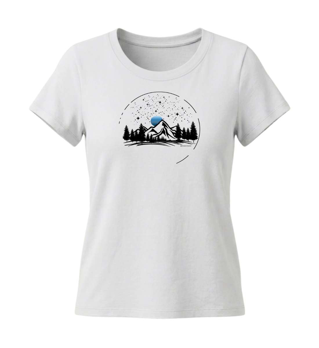 Berg Nacht | Damen Premium Organic T-Shirt (Fitted) in White von Rad&Rucksack