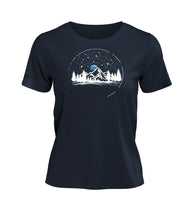 Berg Nacht T-Shirt Damen Dunkelblau (French Navy) – Produktbild (100% Bio-Baumwolle) von Rad&Rucksack